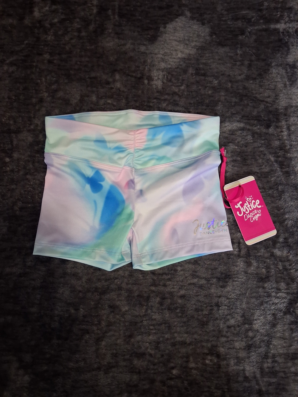 NWT Justice Girls Tie-Dye Butterfly Dance/Gym Athletic Shorts XS (5/6) Pull-On